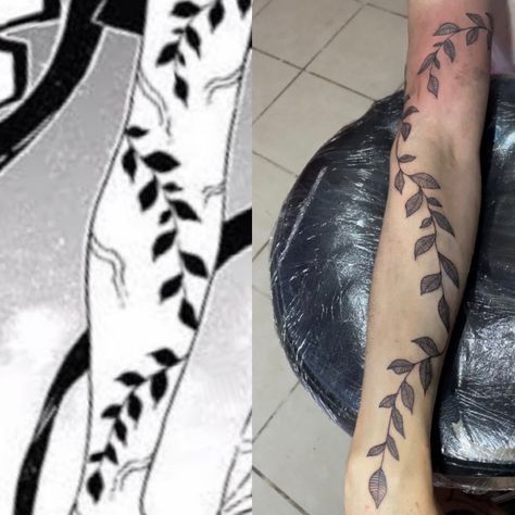 Daki Demon Slayer Tattoo Ideas, Nezuko Arm Tattoo, Nezuko Demon Tattoo, Nezuko Vine Tattoo Ideas, Demon Slayer Spine Tattoo, Demon Slayer Dragon Tattoo, Nezuko Leg Tattoo, Demon Slayer Tattoo Matching, Demon Slayer Back Tattoo