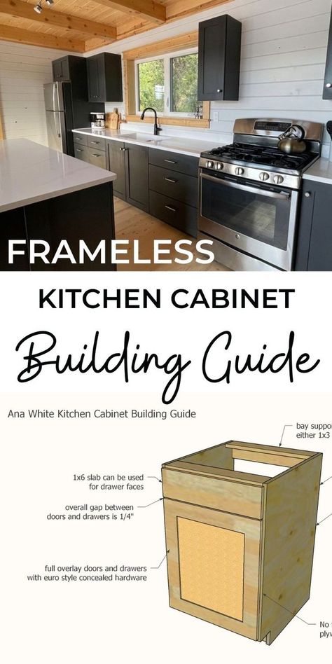 Want to build your own kitchen cabinets? Here's our process from start to finish, and links to all the tutorials and templates we use. #anawhite #anawhiteplans #kitchen #cabinets #diy #diykitchen Building Your Own Kitchen Cabinets, Lowes Stock Kitchen Cabinets Diy, Kitchen Cabinet Deminsions, Cabinet Add Ons, How To Build Kitchen Cabinets, Homemade Kitchen Cabinets, Kitchen Cabinets Upper, Build Kitchen Cabinets, Cabinet Measurements