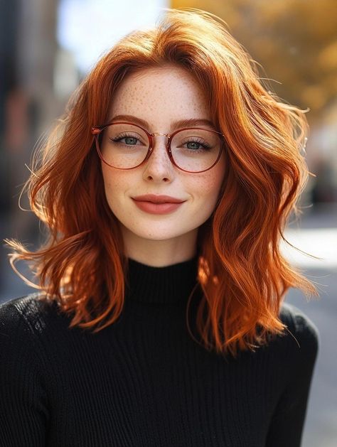 Top Fall Hair Color Ideas for 2024 Fall Hair Red Auburn, Orange Hair Makeup Looks, Red Hair Color Asian, Bright Auburn Hair Color, Winter Ginger Hair, Red Hair 2024, Mid Length Red Hair, Bright Auburn Hair, Orange Copper Hair Color