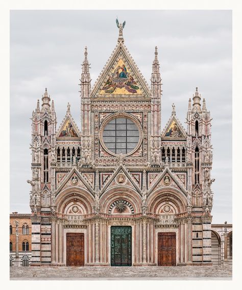 Markus Brunetti’s pictures of church façades have nothing to do with religion but you still have to take them on faith. Siena Cathedral, Cathedral Architecture, Cathedral Church, Background Noise, Detail Shots, Gothic Architecture, Water Tower, Historical Architecture, Contemporary Art Gallery