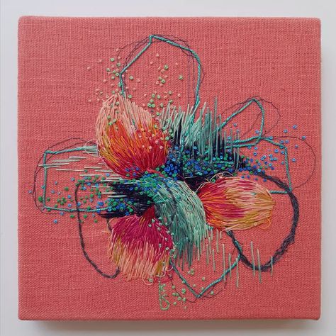 Kristine Stattin (@kristine_stattin) • Instagram photos and videos Embroidery Abstract, Lost Forever, Abstract Embroidery, Textile Art Embroidery, Textile Tapestry, Fabric Embellishment, Colourful Abstract, Textile Fiber Art, Thread Art