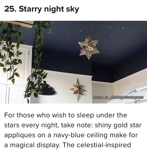 Ceiling Painted Like Night Sky, Dark Blue Bedroom Ceiling, Night Sky Bedroom, Night Sky Ceiling, Starry Bedroom, Celestial Ceiling, Laundry Hallway, Astronomy Tower, Celestial Bedroom