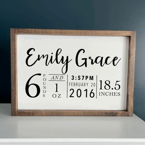 Baby Stats Sign Birth Stats Sign Birth Announcement Sign - Etsy Kona Stain, Newborn Sign, Baby Stats Sign, Baby Room Signs, Baby Girl Sign, Baby Blocks Baby Shower, Birth Stats Sign, Baby Birth Stats, Birth Announcement Sign