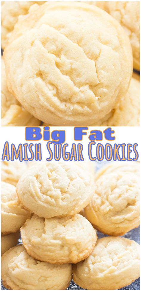 Big Fat Amish Sugar Cookies • The Gold Lining Girl Crisp Sugar Cookie Recipe, Crispy Sugar Cookie Recipe, Sugar Wafers, Amish Cookies, Best Amish Recipes, Buttery Cookie, Amish Sugar Cookies, Chewy Sugar Cookie Recipe, Soft Sugar Cookie Recipe