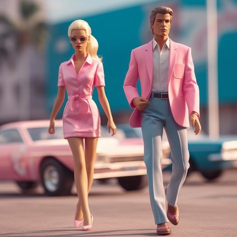 Barbie And Ken Homecoming Outfits, Ken Party Outfit, Barbie And Ken Photoshoot, Barbie And Ken Outfit Ideas, Barbie Vs Ken Spirit Week, Ken Costume Ideas, Ken Barbie Outfits, Ken And Barbie Costume, Barbie And Ken Costume Couple