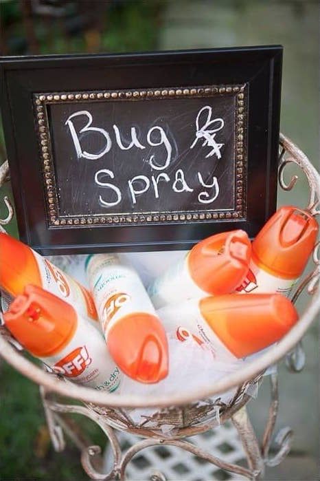 Summer Wedding Outdoor, Bug Spray, Future Wedding Plans, Outdoor Wedding Decorations, Cute Wedding Ideas, Wedding Party Decorations, Backyard Wedding, Country Wedding, Unique Weddings