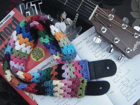 Crochet guitar strap for my husband Crochet Guitar Strap, Crochet Guitar, Guitar Keychain, Crochet Feather, Crochet Cat Hat, Hook Line And Sinker, Yarn Twist, Dishcloth Crochet Pattern, Guitar Straps