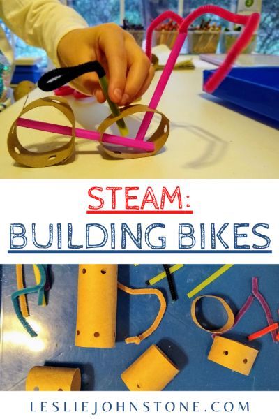 preschool STEAM activity building bikes with homemade recycled tinker toys Mrs Armitage On Wheels Activities, Wheels Science Preschool, Engineer Activities For Preschool, Preschool Inventions Theme, Travel Curriculum Preschool, Motorbike Activities For Preschool, Stem Transportation Preschool, Bike Preschool Activities, Transportation Stem Activities Preschool