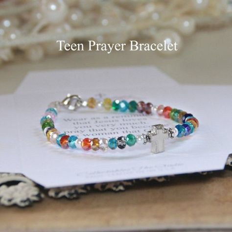 Cheap Inspirational Bracelets, Popular Bracelets For Young Women, Cheap Spiritual Bracelets For Birthday, Cheap Adjustable Inspirational Bracelets, Cheap Spiritual Bracelets For Parties, Cheap Inspirational Rosary Bracelet As Gift, Faith Bracelet Craft, Coolest Crafts, Prayer Crafts