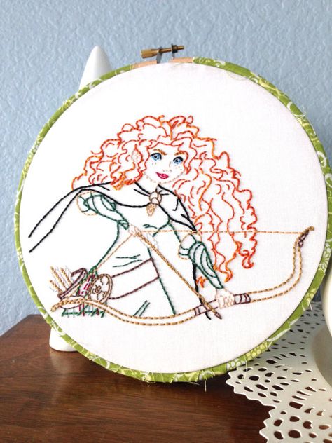 Disney Blanket, Princess Merida, Merida Brave, Embroidered Art, Sewing Embroidery Designs, Disney Crafts, Needle Art, Hand Embroidery Patterns, Embroidery Inspiration