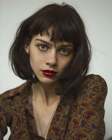 New confirmation of Emma Appleton replacing Millie Brady as Renfri - Redanian Intelligence | Face photography, Woman face, Female portrait Emma Appleton, Millie Brady, Face Drawing Reference, Photographie Portrait Inspiration, Face Photography, Hair Reference, Dark Brown Hair, Red Lipstick, Portrait Inspiration