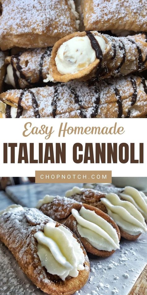 An easy version of an Italian cannoli recipe with ricotta filling that takes just minutes to prepare for an authentic and delicious dessert. Find out how to make this delicious homemade dessert with our simple and easy to follow step-by-step recipe instructions at our website! Conoli Recipe, Traditional Cannoli Filling Recipe, Cannoli Recipe Filling, Canolli Recipe, Canolis Recipe, Italian Cannoli Recipe, Cannoli Recipe Easy, Homemade Cannoli Recipe, Recipe With Ricotta