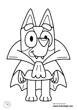 Bluey as Dracula Educational Coloring Pages For Preschool, Halloween Toddler Coloring Pages, Cartoon Halloween Coloring Pages, Kid Halloween Coloring Pages, Bluey Halloween Printable, Kids Coloring Pages Halloween, Free Disney Halloween Coloring Pages, Halloween Color Pages For Kids, Halloween Pages To Color