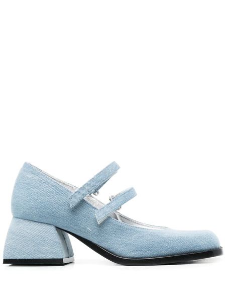 Bulla denim 50mm pumps from Nodaleto featuring light blue, calf leather, denim, square toe, double-strap…. Color:blue. Material:Calf Leather/Calf Leather/Fabric #adv womens #shoes #pumps # Best Online Stores, Pointed Pumps, Mid Heels Pumps, Black Pumps Heels, Blue Pumps, Pink Pumps, White Pumps, Leather Denim, Shoes Pumps