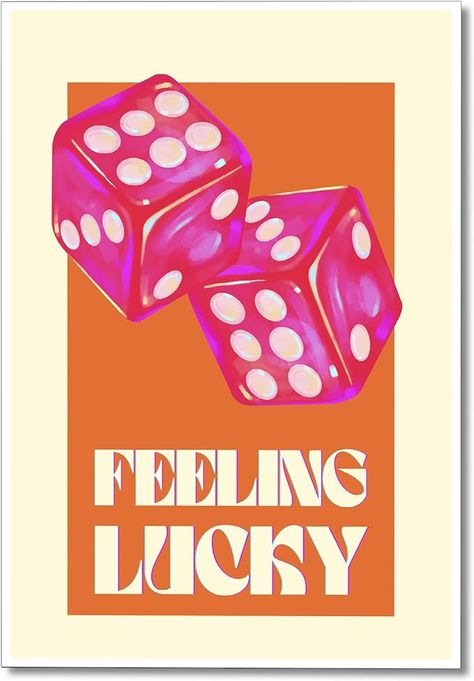 Funky Posters Aesthetic, Funky Posters For Room, Lucky You Pink Poster, Feeling Lucky Print, Orange And Pink Poster Prints, Pink And Orange Wall Art Prints, Pink Orange Bedroom Aesthetic, Pink Posters For Room Aesthetic, Preppy Posters For Room Print