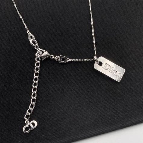 Christian Dior Vintage DIOR Plated logo necklace Dior Jewerly, Logo Necklace, Dior Men, Crystal Logo, Dior Logo, Dior Vintage, Tag Necklace, Cute Jewelry, Vintage Dior