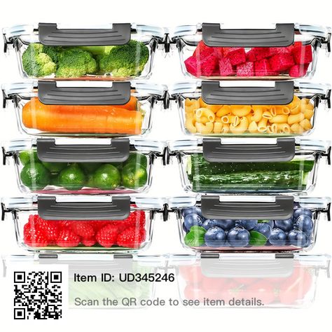 Glass Lunch Containers, Glass Meal Prep Containers, Glass Meal Prep, Freezer Storage Containers, Glass Storage Containers, Food Storage Container Set, Airtight Food Storage, Airtight Food Storage Containers, Kitchen Storage Containers