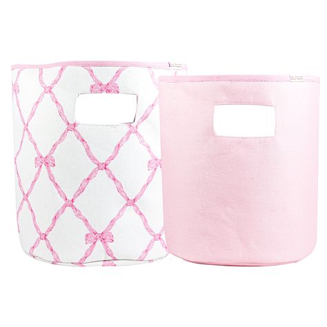 Organize your baby's nursery with style and ease using Soft Storage from The Beaufort Bonnet Company. Made from soft, durable materials, these baskets, bins, and bags are not only functional but also come in a variety of colors and patterns to match your nursery decor. Complete with a solid and decorative bin, this 2-pack set is the perfect solution for safe and stylish storage. Pink Bow Nursery, Nursing Arm Pillow, Baby Nursery Organization, Arm Pillow, Ottoman Decor, Beaufort Bonnet Company, Beaufort Bonnet, Nursery Room Inspiration, Organization Gifts