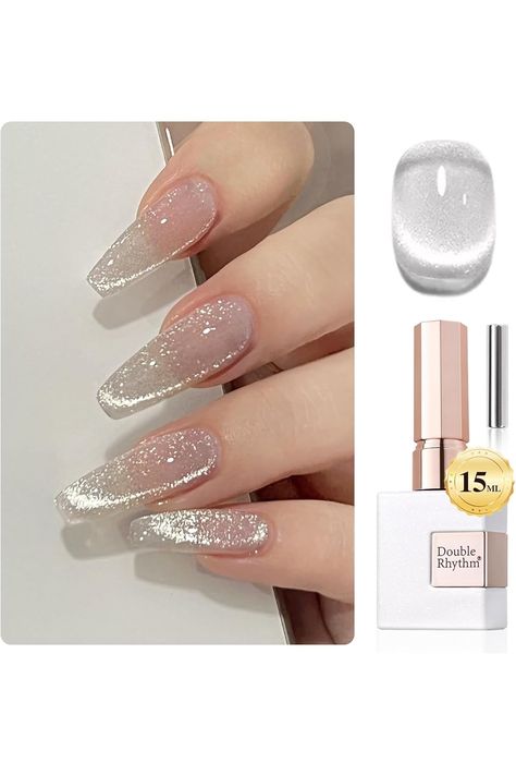 Double Rhythm 0.5 OZ Cat Eye Gel Polish with Magnet 15ML Holographic Glitter Shimmer Translucent Jelly Color Magnetic Nail Polish Salon DIY at Home (MC1019) Rhythm 0, Magnetic Nail Polish, Cat Eye Gel Polish, Nail Art Salon, Magnetic Nails, Cat Eye Gel, Silver Cat, Eye Gel, Holographic Glitter