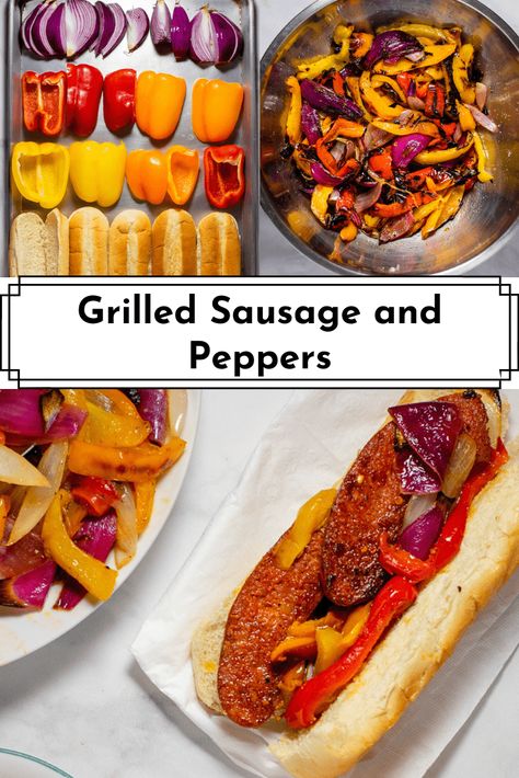 Grilled Italian Sausage And Peppers, Grilled Sausage Recipes, Sausage And Peppers Recipe, Grilled Italian Sausage, Grilled Brats, Sausage Peppers And Onions, Sausage Recipes For Dinner, Italian Sausage Recipes, Grilled Peppers