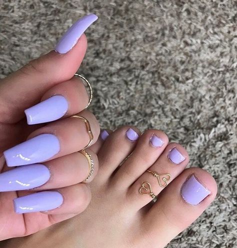 ✨Aalvarado4469✨ Shapes Matching, Mom Makeup, Purple Toes, French Pedicure, Unghie Nail Art, Purple Acrylic Nails, Plain Nails, Purple Acrylic, Lavender Nails