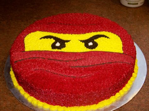 Red Ninjago - 12" round devil's food cake buttercream icing Ninja Cakes, Ninjago Birthday Cake, Ninja Birthday Cake, Ninja Lego, Ninjago Cake, Ninja Cake, Lego Ninjago Party, Lego Ninjago Birthday, Ninjago Cakes