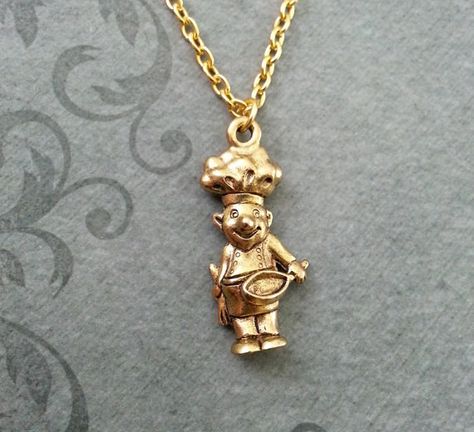 Chef Necklace, Necklace Gold Jewelry, Cooking Gift, Baking Gift, Online Gold Jewellery, Baking Gifts, Chef Gifts, Small Charms, A Chef