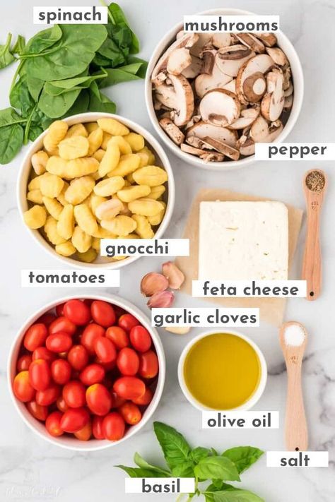 Feta Gnocchi, Tomatoes Roasted, How To Cook Gnocchi, Greek Cheese, Baked Goat Cheese, Baked Gnocchi, Baked Feta, Sheet Pan Dinners Recipes, Potato Gnocchi