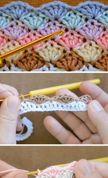 Crochet Shell Pattern, Crochet Stitch Patterns, Crochet Shell, Poncho Crochet, Crochet Shell Stitch, Crochet Stitches Free, Shell Stitch, Crochet Stitches Video, Beginner Crochet Projects