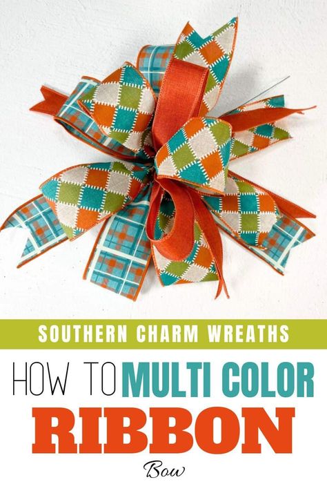 Learn how to pair ribbons through color, pattern, texture, and more. Plus, discover how to make this easy multi-color ribbon bow! Perfect for gifts, wreaths, decorating and more! Make A Bow With Ribbon, Pairing Colors, Wreath Making Business, How To Make A Ribbon Bow, Bow With Ribbon, Ribbon Bow Tutorial, Bows Ideas, Bow Making Tutorials, Diy Wreath Bow