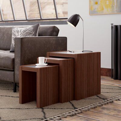 Latitude Run 3 Piece Nest of Tables | Wayfair.co.uk Stools For Living Room, Table With Stools, Wood And Metal Desk, Coffee Table With Stools, Centre Table Living Room, Living Sofa, Cube Side Table, European Style Homes, Nest Of Tables