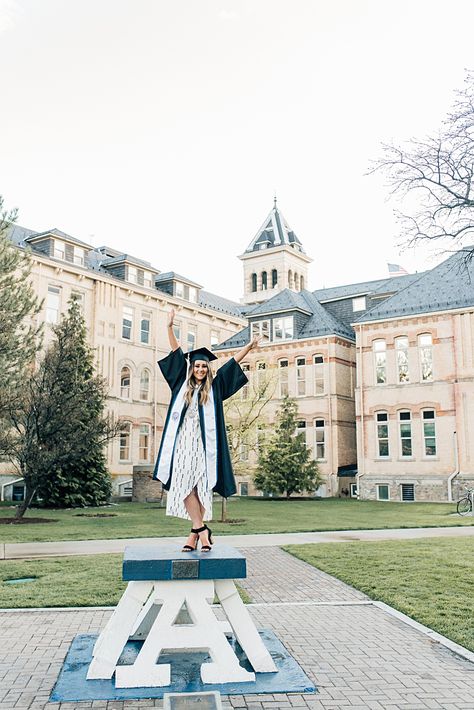 Graduation Pictures Utah State University | Sarah - Kylee Ann Studios | Logan Utah Wedding Photographer | Graduation Cap And Gown Pictures, Graduation Photo Shoot, Masters Graduation Pictures, Cap And Gown Pictures, Masters Graduation, Graduation Cap And Gown, Utah State University, Gown Pictures, College Graduation Pictures