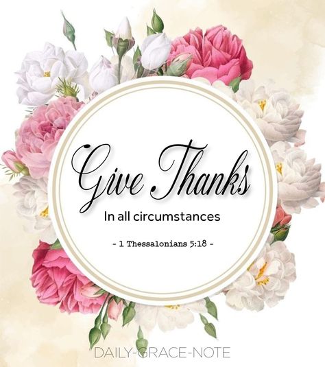 Give thanks in all circumstances - 1 Thessalonians 5:18 (ESV) In All Circumstances Give Thanks, Thankful Bible Verse Gratitude, Thankful Bible Verses, Jesus Verses, Give Thanks In All Circumstances, Daily Grace, 1 Thessalonians 5, 1 Thessalonians, Biblical Quotes