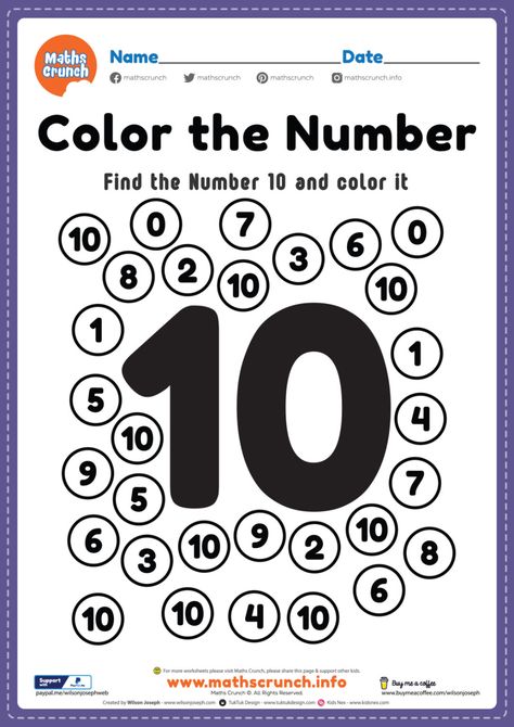 Maths worksheet for kg class number 10 coloring math | Maths Crunch Maths Worksheet For Kg, Math Activities For Kindergarten, Worksheet For Nursery Class, Basic Mathematics, Maths Worksheet, Emotions Preschool, Preschool Number Worksheets, Letter Worksheets For Preschool, Preschool Math Worksheets