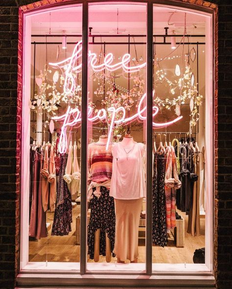 Pink Lights, People Design, Shop Work Bench, Retail Lighting, Store Window Displays, Clothes Hanging, Draw People, London Shopping, London Free