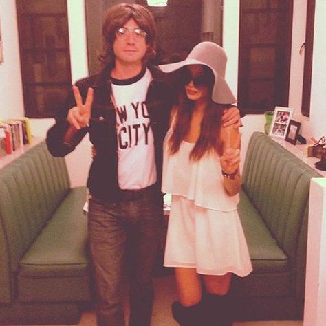 John Lennon and Yoko. (Even though I'm a Paul guy) Celebrity Couple Costumes, John Lennon And Yoko Ono, Couples Costumes Creative, Best Couples Costumes, Celebrity Costumes, Cheap Halloween Costumes, Easy Diy Costumes, John Lennon And Yoko, Couples Costume