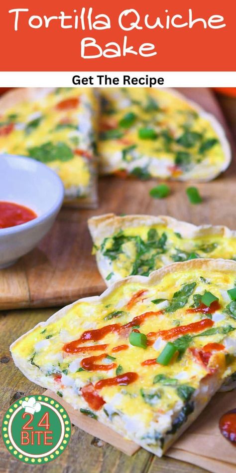 This Tortilla Quiche Bake is made with cottage cheese and spinach, bringing a viral TikTok recipe to your kitchen. It's a super easy and tasty breakfast you won't want to miss. Make this for breakfast, brunch, lunch or dinner. It's not only easy and delicious, but it's quick and packs a lot of protein. Grab this instead of cereal or a donut to give you a good start to the morning. Tortilla Cottage Cheese Quiche, Breakfast Tortilla Quiche Bake, Tortilla Quiche Bake With Cottage Cheese, Tortilla Quiche Bake, Tortilla Quiche, Breakfast Tortilla, Tortilla Bake, Cheese Omelet, Fluffy Waffles