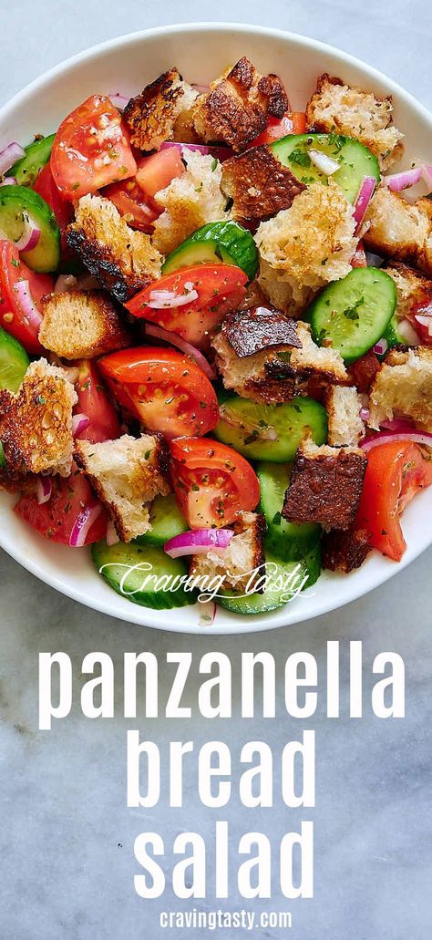 Bread Salad Panzanella, Salad Panzanella, Craving Tasty, Tuscan Bread, Panzanella Salad Recipe, Panzanella Salad, Fresh Salad Recipes, Bread Salad, Salad Pasta