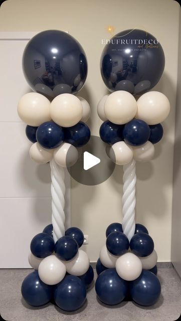 Three Color Balloon Column, Balloon Stack Ideas, Balloon Column Tutorial, Column Balloons Ideas, Ballon Columns Ideas, Balloon Column Patterns, Graduation Party Balloon Decorations, Balloon Pillars Diy, Balloon Tower Ideas