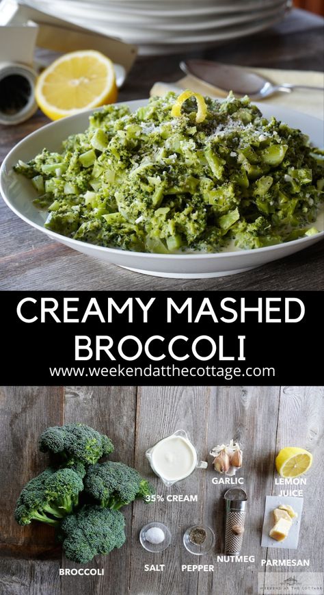 Creamy Mashed Broccoli - Weekend at the Cottage Mashed Broccoli, Easy Vegetable Dishes, Creamy Broccoli, Creamy Mash, Dinner Thanksgiving, Easy Vegetable, Soft Foods, Vegetable Dish, Easy Side Dish