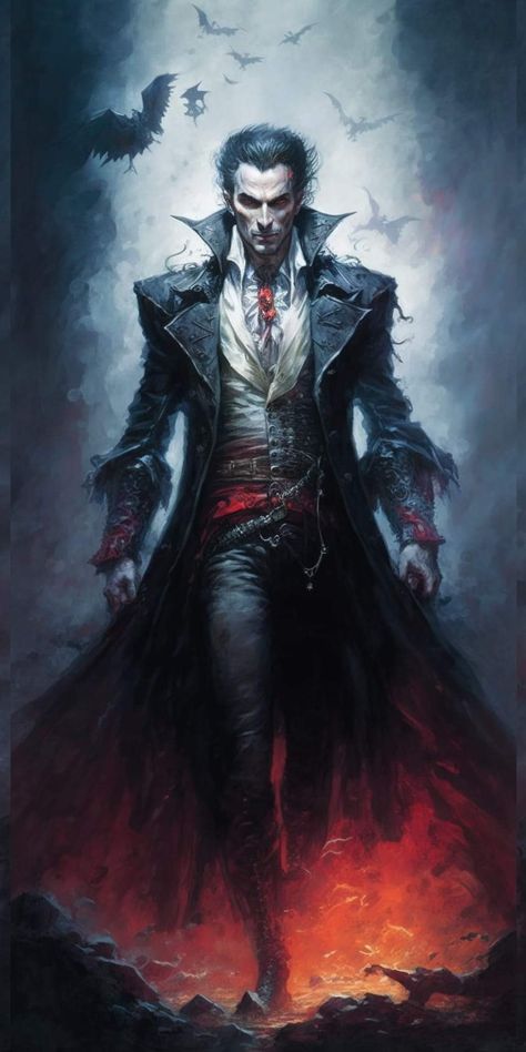 Horror Vampire Art, Vampire Rouge Dnd, Vampire Warlock Dnd, Evil Vampire Art, Dracula Fantasy Art, Vampire Dracula Art, Vampire King Art, D&d Vampire, Male Vampire Art