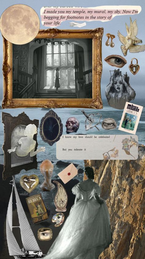 October Book Club, Book Journal Layout, Rebecca Daphne Du Maurier, Tolerate It, Daphne Du Maurier, Royal Aesthetic, Romantic Art, Aesthetic Collage, Book Inspiration