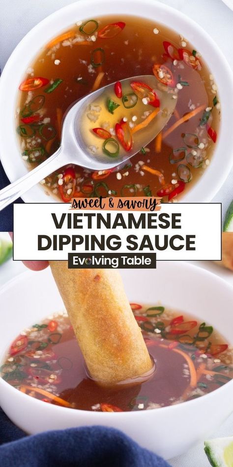 Vietnamese Fish Dipping Sauce, or nước chấm, is a simple mix of fish sauce, lime juice, sugar, and peppers that delivers a TON of complex sweet and savory flavors. While the basic ingredients remain the same, you can easily customize the ratios slightly to better fit your taste preference using our recipe below. Pork Belly Dipping Sauce, Fish Sauce Recipe Vietnamese, Spring Rolls Dipping Sauce, Fish Dipping Sauce, Fish Sauce Recipe, Vietnamese Sauce, Dipping Sauce Recipes, Vietnamese Dipping Sauce, Vietnamese Fish