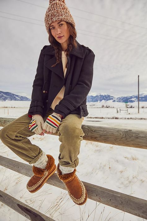 MOU Glacier Boots | Free People Mou Boots Outfit, Mou Boots, Mukluk Boots, Moccasin Ankle Boots, Free People Boots, Split Top, Cold Weather Outfit, Booties Outfit, Moccasin Boots