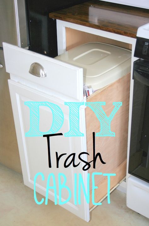 Does this look like a trash can? NO, IT LOOKS LIKE A CABINET! Plus, I did it for free and in an afternoon using my existing cabinet. For a step by step tutorial… Diy Trash Can, Build Cabinets, Trash Cabinet, Trash Can Cabinet, Kitchen Island Cabinets, Hidden Kitchen, Organization Kitchen, Diy Kitchen Island, Trash Bin