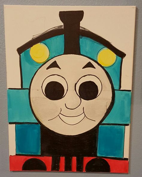 Thomas the Train painting Thomas The Train Drawing, Train Painting, Art For Toddlers, Train Drawing, Train Art, Thomas The Train, Toddler Art, The Train, Line Drawing