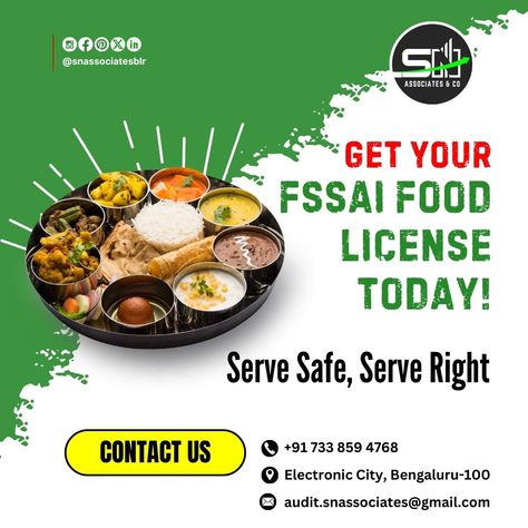 Serve Safe, Serve Right—Get Your FSSAI Food License Today! Running a food business? Ensure your customers' safety and your business’s credibility with an FSSAI food license. At SN Associates, we make the FSSAI registration process hassle-free, whether you’re managing a restaurant, food truck, or roadside stall. Secure your compliance, avoid penalties, and build trust with your customers by getting your food license today. Protect your business and your customers—contact us for FSSAI registra... Fssai Registration, Food Business, Food Quotes, Food Chain, Restaurant Food, Build Trust, Food Safety, Food Truck, A Food