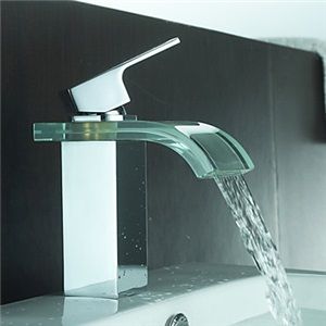 Glass Waterfall Bathroom Sink Faucet Single Hole Mixer Tap Fabulous Bathrooms, Led Faucet, Glass Waterfall, Small Bathroom Tiles, Relaxing Bathroom, Waterfall Bathroom, Bathroom Faucets Waterfall, Glass Vessel Sinks, Faucet Design