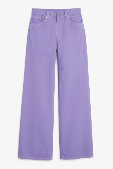 Front image of Monki in purple Purple Jeans, Purple Pants, Purple Fashion, Stage Outfits, Dream Clothes, Looks Vintage, Skirt Outfits, Cropped Jeans, Aesthetic Clothes