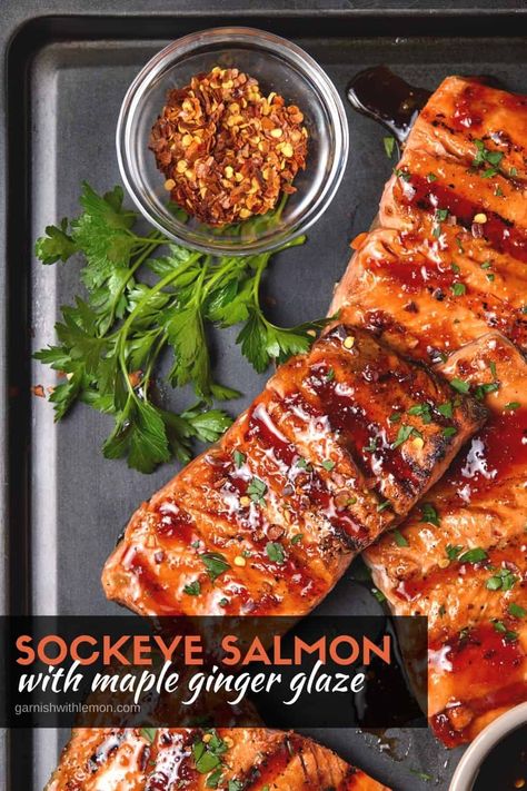 Sockeye Salmon Recipe, Sockeye Salmon Recipes, Salmon Fillet Recipes, Ginger Glaze, Salmon Marinade, Cook Salmon, Grilled Salmon Recipes, Sockeye Salmon, Baked Salmon Recipes